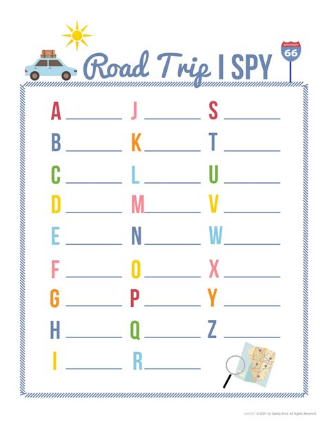 Road Trip Games Free Printable