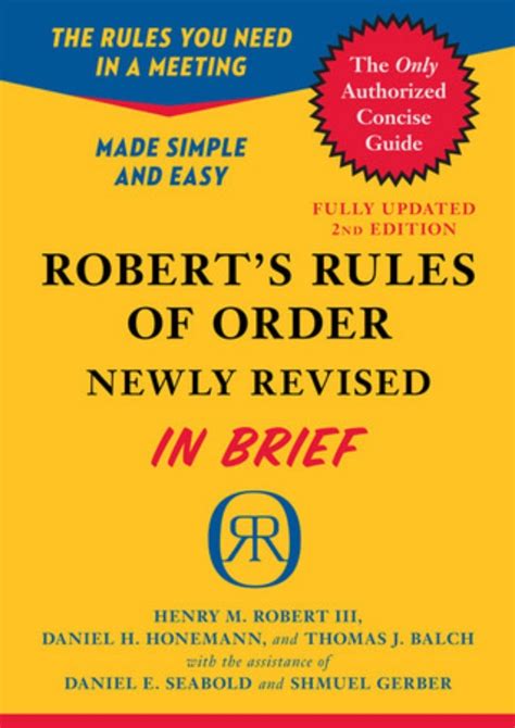 Robert s Rules of Order Newly Revised In Brief 2nd edition Roberts Rules of Order in Brief PDF