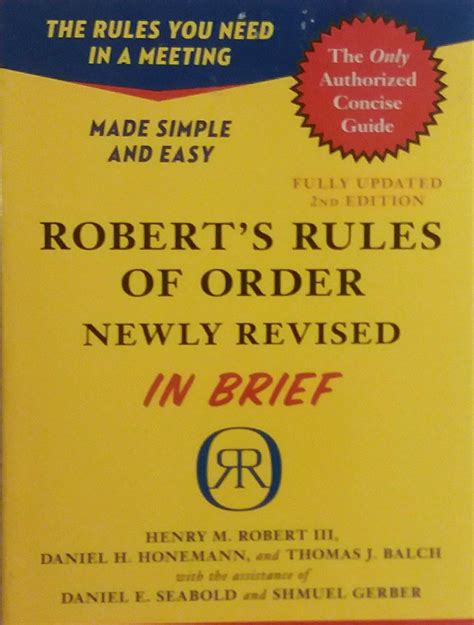 Robert s Rules of Order Newly Revised In Brief 2nd edition Roberts Rules of Order in Brief Reader