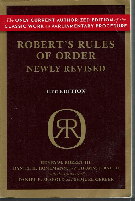 Roberts Rules Order Newly Revised Reader