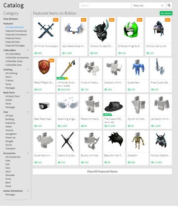 Roblox What Is Free In The Catalog