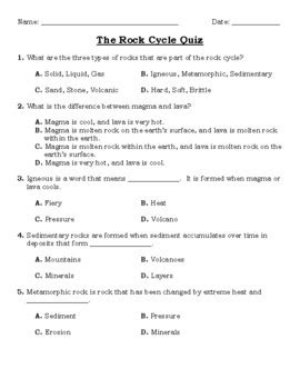 Rock Cycle Test Questions Answers Elementary PDF