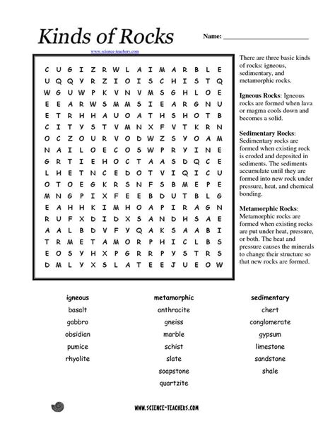 Rock Cycle Word Search Answers Sheet Kindle Editon