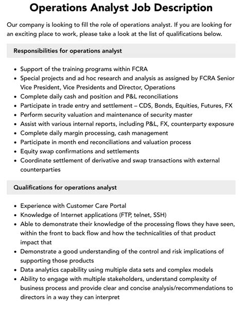 Roles and Responsibilities of Operational Analysts