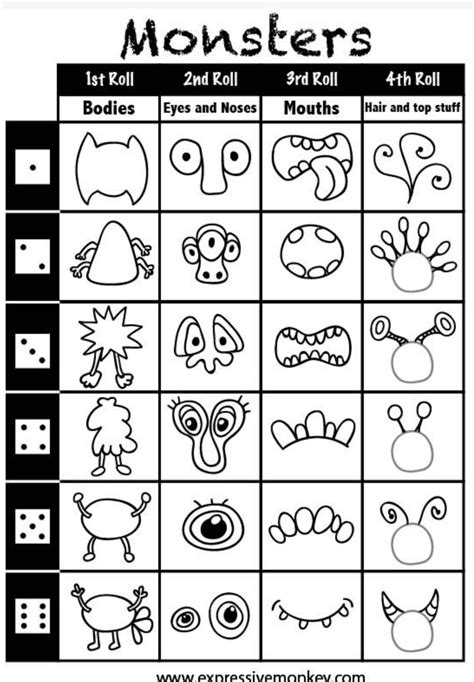 Roll A Monster Free Printable