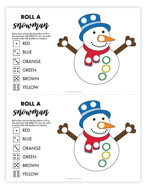 Roll A Snowman Game Free Printable