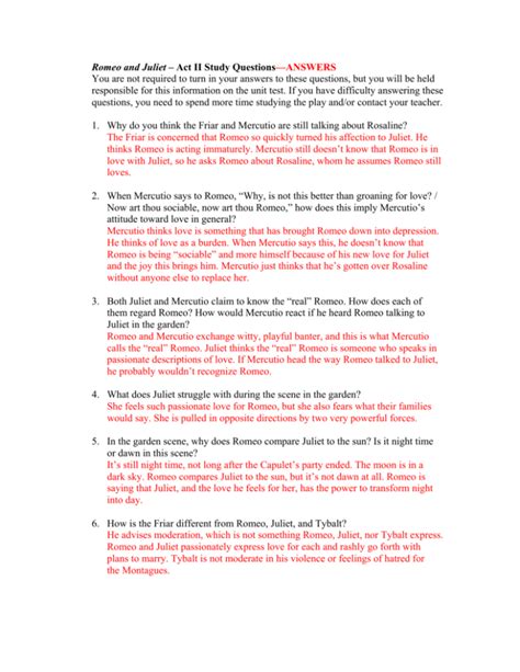 Romeo And Juliet Act 2 Questions Answers Epub