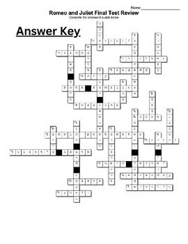 Romeo And Juliet Crosswords Answer Key Reader