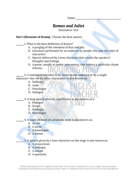 Romeo And Juliet Test Answer Key Epub