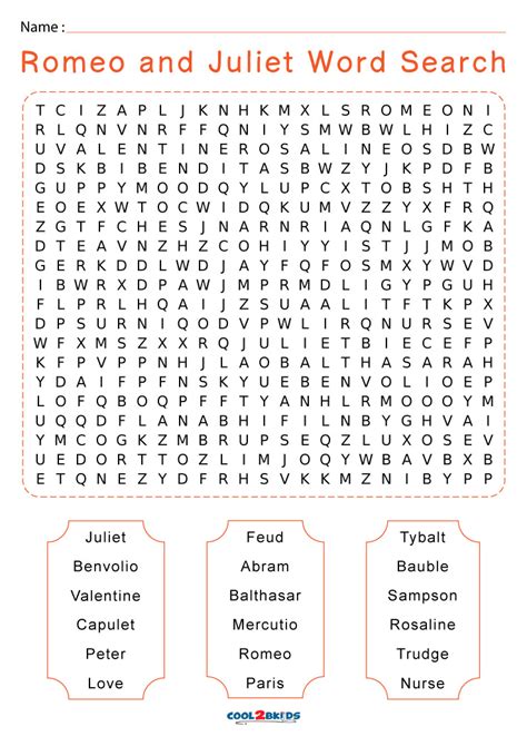 Romeo And Juliet Word Search Answers Doc