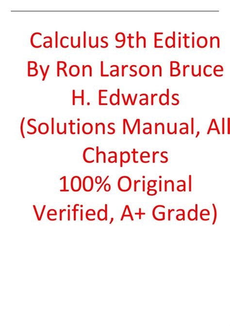 Ron Larson Calculus 9th Edition Solutions Doc