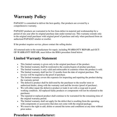 Ronco Warranty Policies 2014 - Sears Ebook Doc