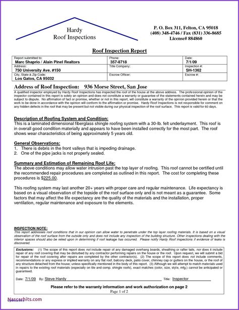 Roof Inspection Report Template Free