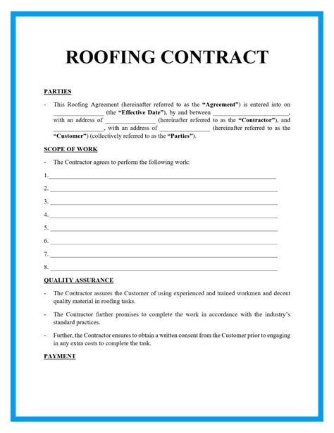 Roofing Agreement Template