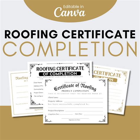 Roofing Certificate Of Completion Template