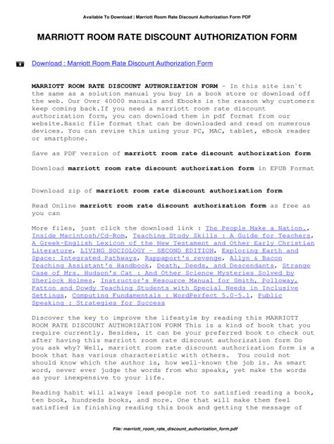 Room-rate-discount-authorization-form-marriott Ebook PDF