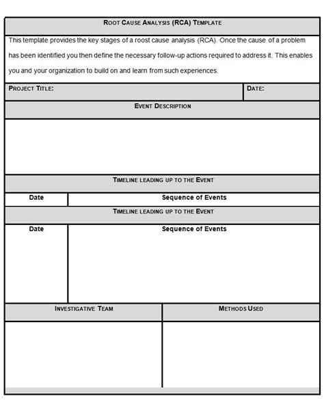 Root Cause Analysis Word Template