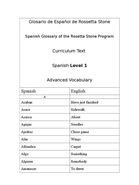 Rosetta Stone Spanish Worksheet Answers Doc