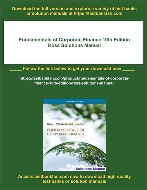 Ross Corporate Finance 10th Edition Solutions Manual PDF Kindle Editon