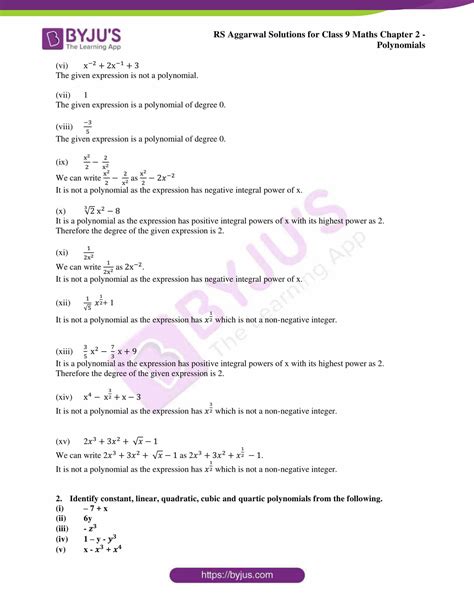 Rs Agarwal 9 Class Polynomial Answers Kindle Editon