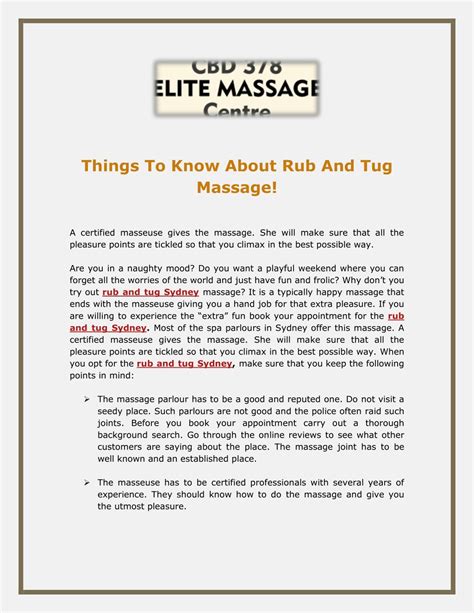 Rub and Tug Massage: A Journey of Relaxation, Rejuvenation, and Transformation