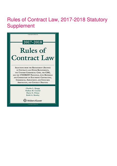 Rules Contract Law Statutory Supplement Epub