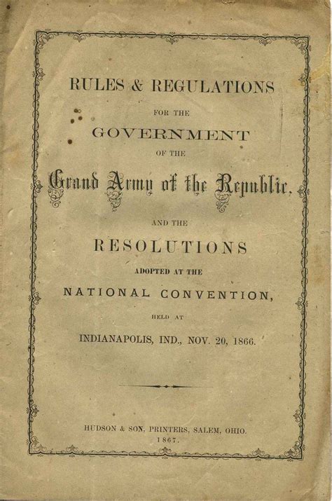 Rules and Regulations for the Government of the Grand Army of the Republic As Revised and Adopted in Epub