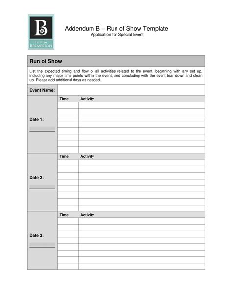 Run Of Show Template