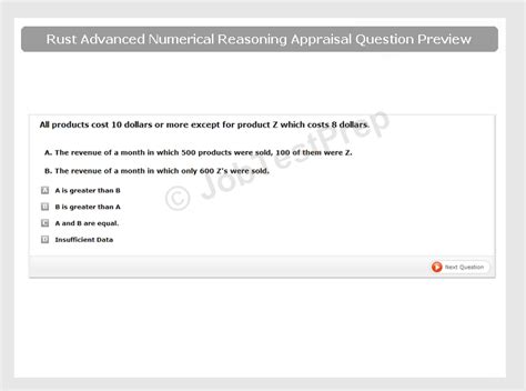 Rust Advanced Numerical Reasoning Appraisal   Pearson VUE Ebook PDF