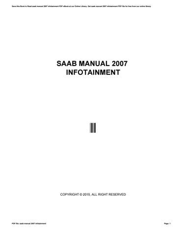 SAAB INFOTAINMENT MANUAL DOWNLOAD Ebook Epub