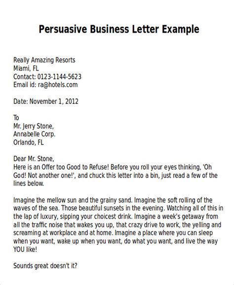 SAMPLE PERSUASIVE BUSINESS LETTER Ebook Doc