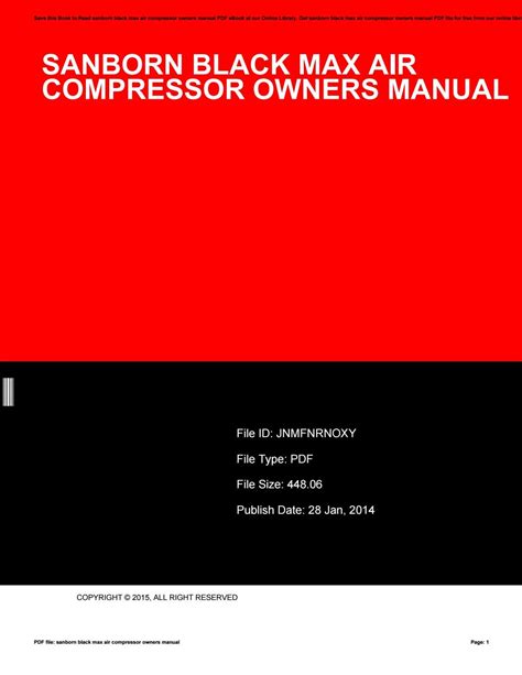 SANBORN BLACK MAX AIR COMPRESSOR MANUAL Ebook Reader
