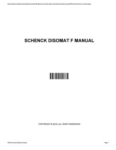 SCHENCK DISOMAT MANUAL Ebook Doc