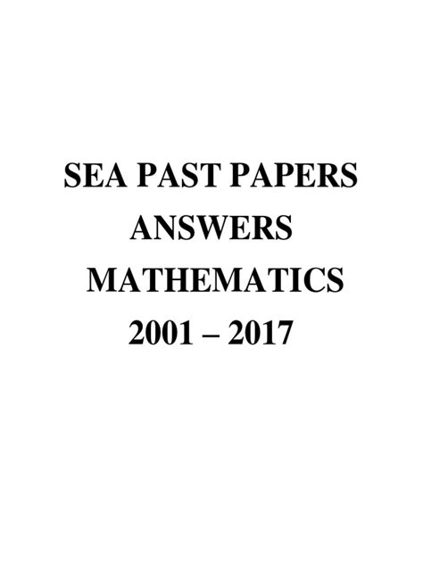 SEA PAST PAPERS WITH ANSWERS Ebook Reader