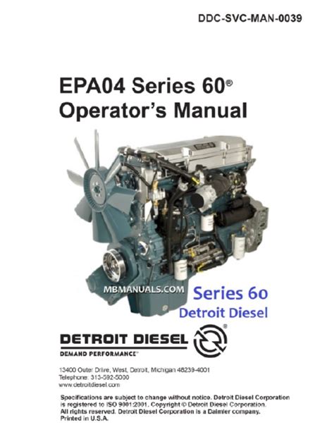 SERIES 60 DETROIT DIESEL ENGINE SERVICE MANUAL Ebook Reader
