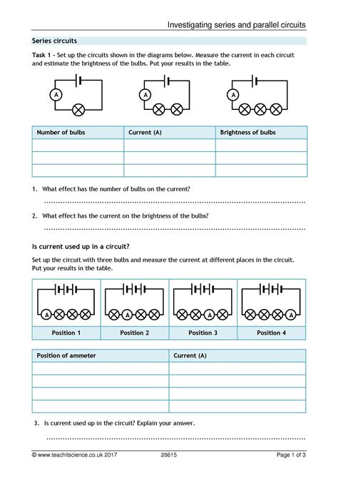 SERIES AND PARALLEL CIRCUITS WORKSHEET Ebook Reader