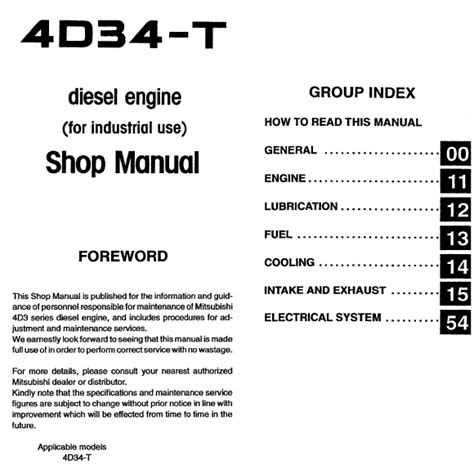 SERVICE MANUAL ENGINE MITSUBISHI CANTER 4D34 Ebook Doc