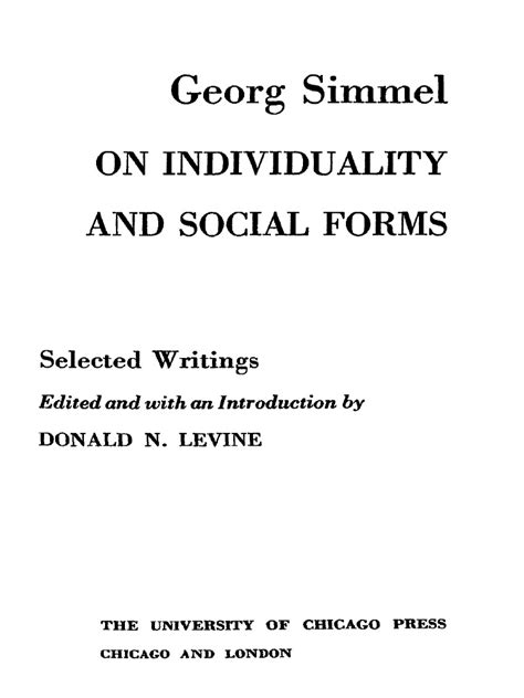 SIMMEL ON INDIVIDUALITY AND SOCIAL FORMS: Download free PDF ebooks about SIMMEL ON INDIVIDUALITY AND SOCIAL FORMS or read online PDF