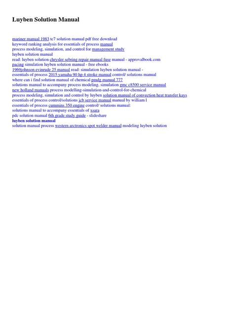 SIMULATION LUYBEN SOLUTION MANUAL Ebook Epub