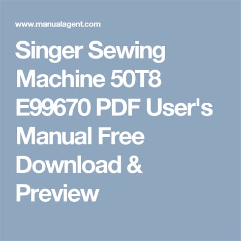 SINGER E99670 USER MANUAL Ebook Doc