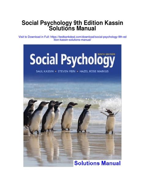SOCIAL PSYCHOLOGY KASSIN 9TH EDITION: Download free PDF ebooks about SOCIAL PSYCHOLOGY KASSIN 9TH EDITION or read online PDF vie PDF