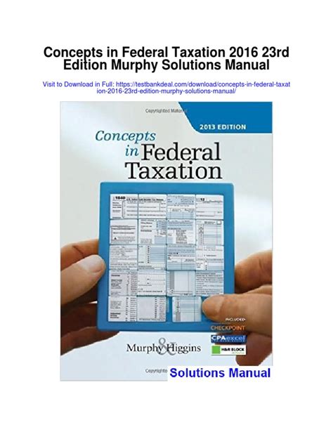 SOLUTION MANUAL CONCEPTS IN FEDERAL TAXATION Ebook Doc