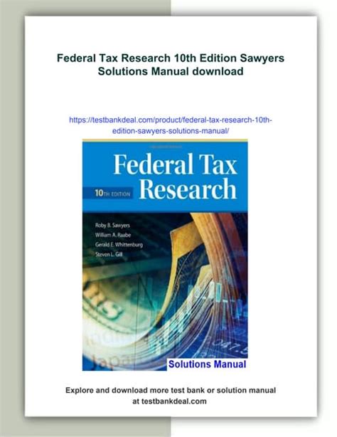 SOLUTION MANUAL FEDERAL TAX RESEARCH 10TH EDITION Ebook PDF