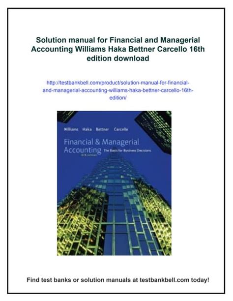 SOLUTION MANUAL FINANCIAL ACCOUNTING WILLIAMS HAKA Ebook Epub