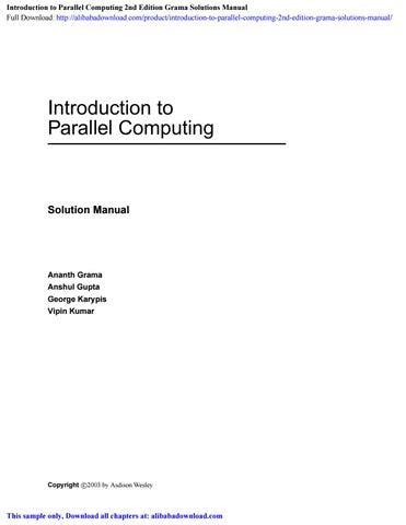 SOLUTION MANUAL FOR INTRODUCTION TO PARALLEL COMPUTING PDF BOOK Epub