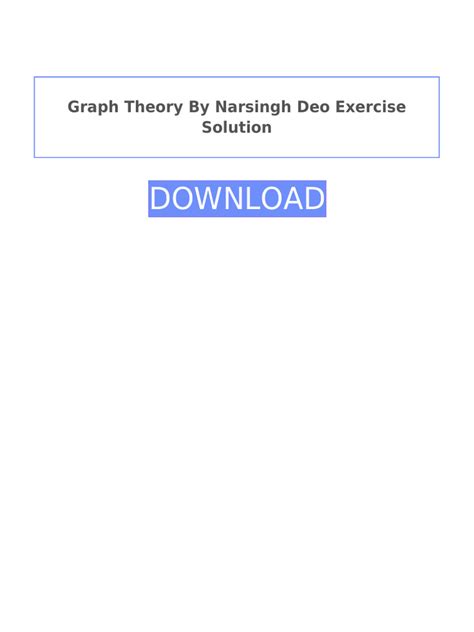 SOLUTION MANUAL GRAPH THEORY NARSINGH DEO Ebook Kindle Editon