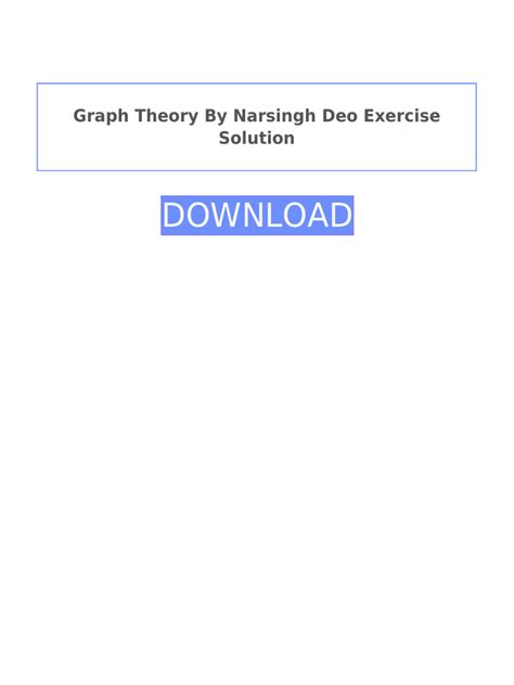 SOLUTION MANUAL GRAPH THEORY NARSINGH DEO Ebook Kindle Editon