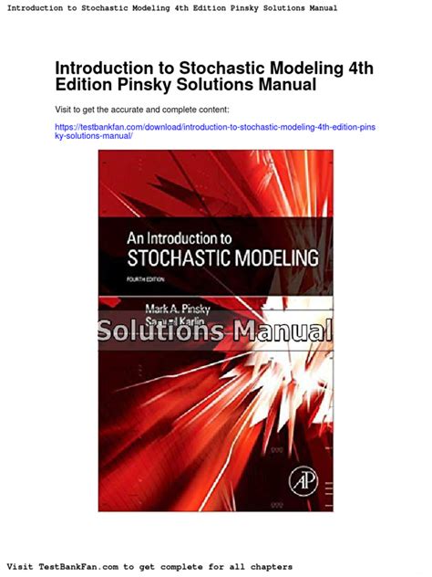 SOLUTION MANUAL INTRODUCTION TO STOCHASTIC PINSKY Ebook Kindle Editon