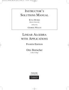 SOLUTION MANUAL LINEAR ALGEBRA FOR APPLICATIONS 4TH BY OTTO BRETSCHER TORRENT SEARCH Ebook Doc