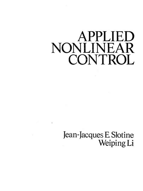 SOLUTION MANUAL OF APPLIED NONLINEAR CONTROL SLOTINE Ebook Doc